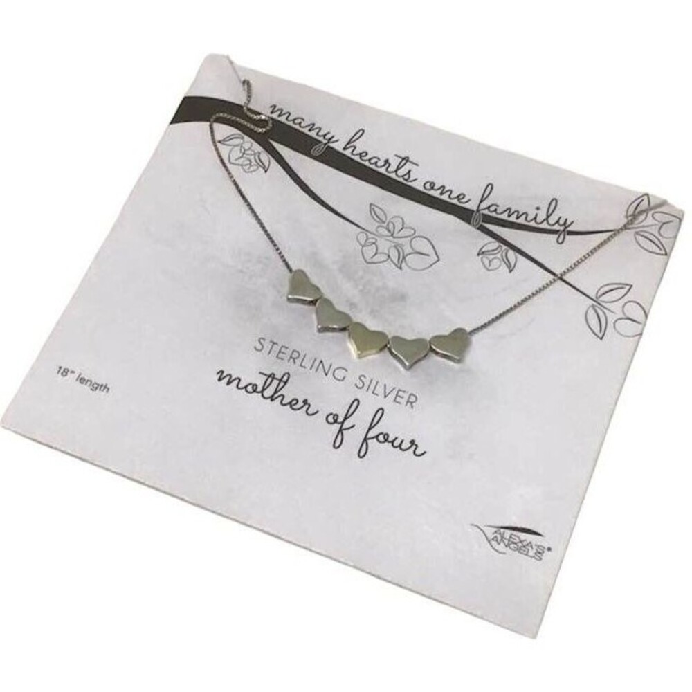 Mother Five Hearts Children Grandchildren Necklace Sterling Silver Alexa Angels